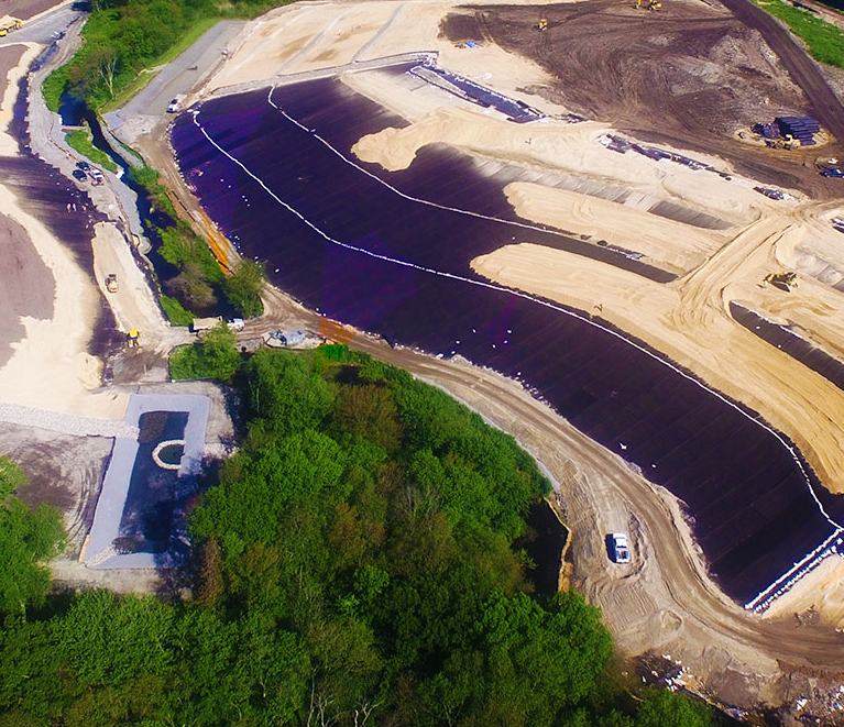 Overhead view of Sutton Brook construction site