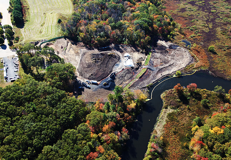 overhead view of Medfield State Hospital construction site